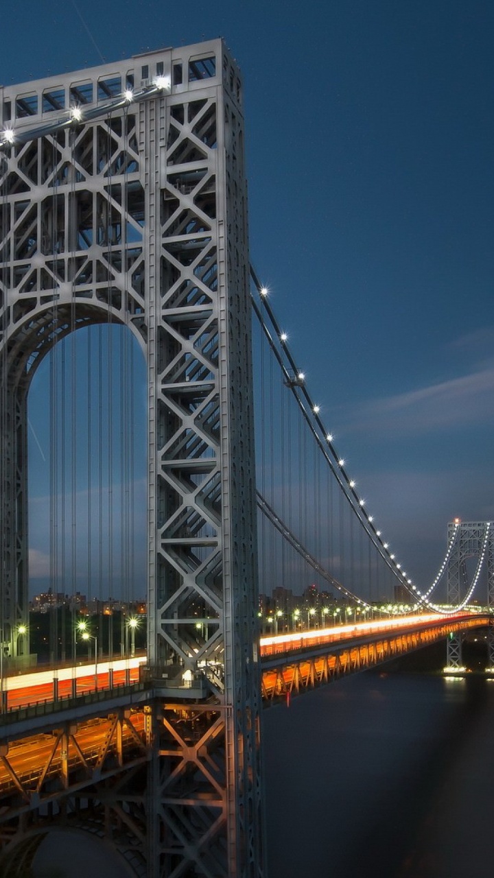 Обои Мост Джорджа Вашингтона, Манхеттен, мост, ориентир, подвесной мост в разрешении 720x1280