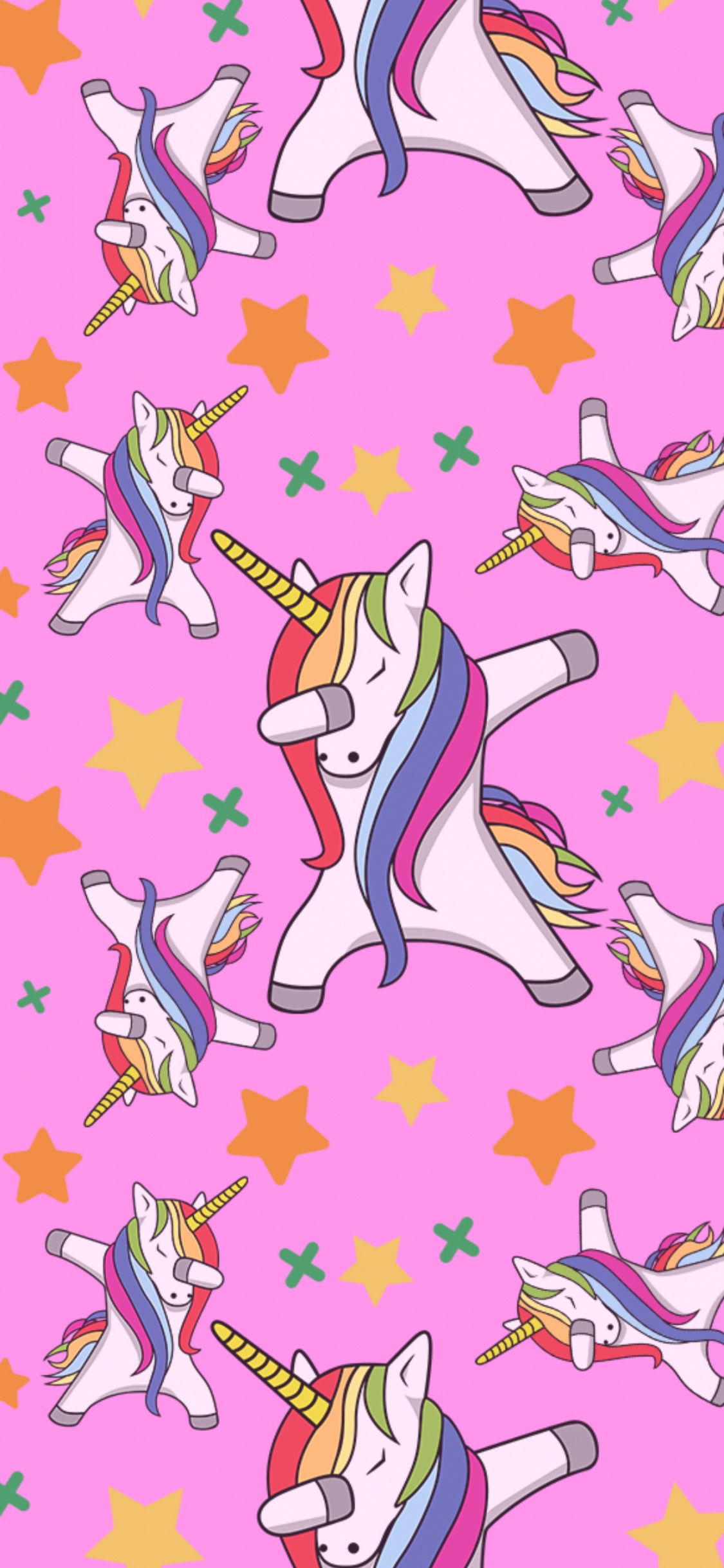 Обои единорог, мультфильм, дизайн, розовый, арт в разрешении 1125x2436