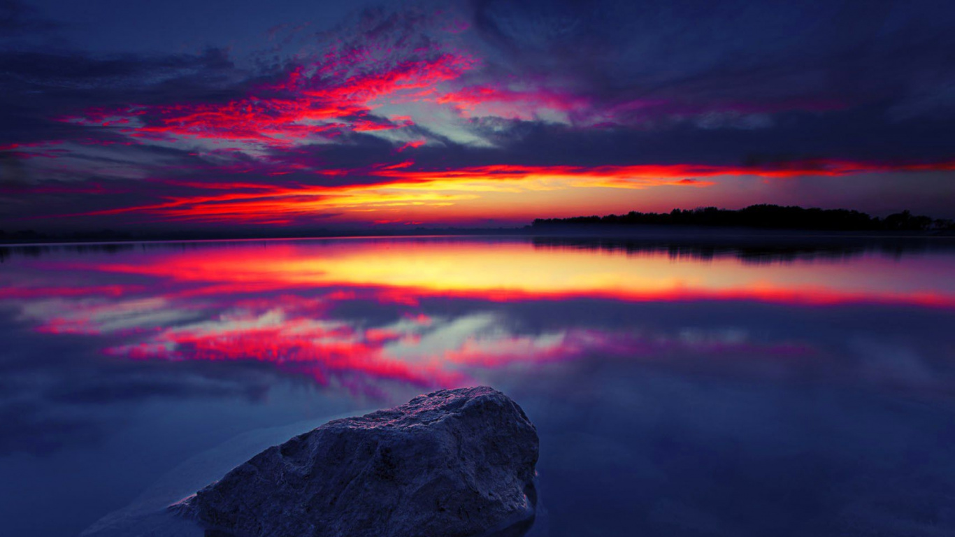 Обои вода, облако, атмосфера, гидроресурсы, послесвечение в разрешении 1366x768