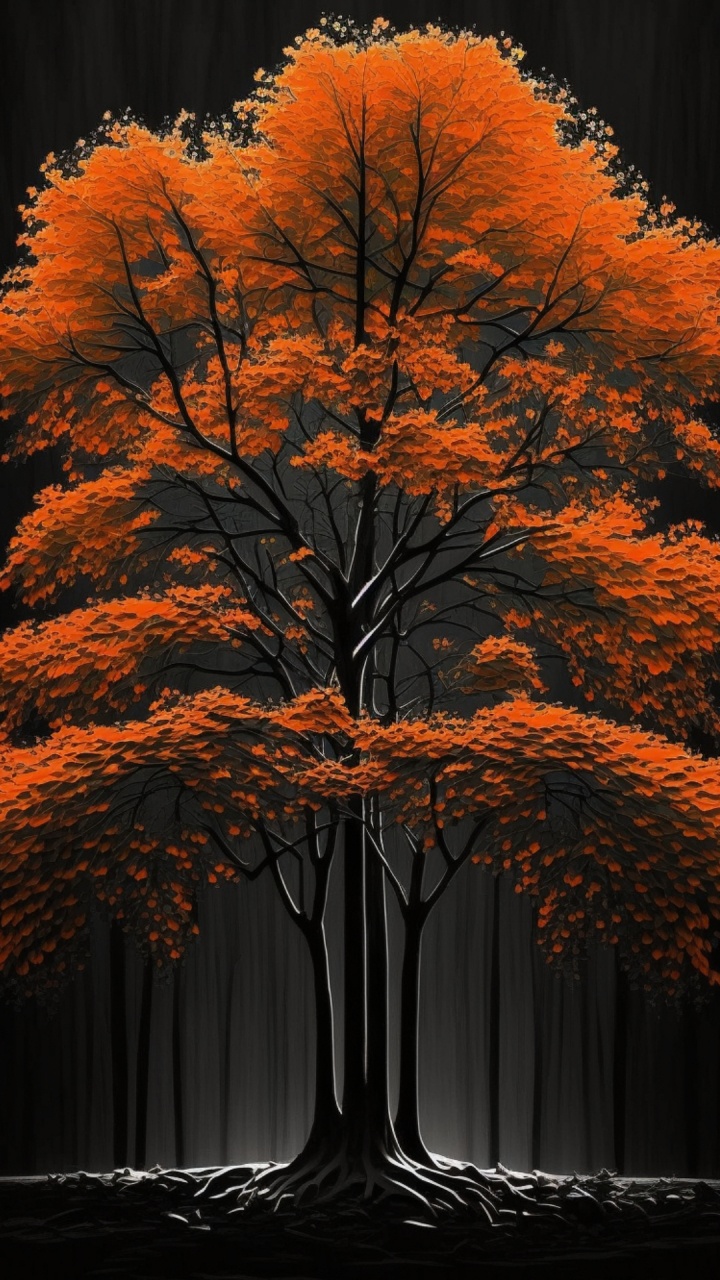 Обои клен, дерево, живопись, сад, путеводитель в разрешении 720x1280