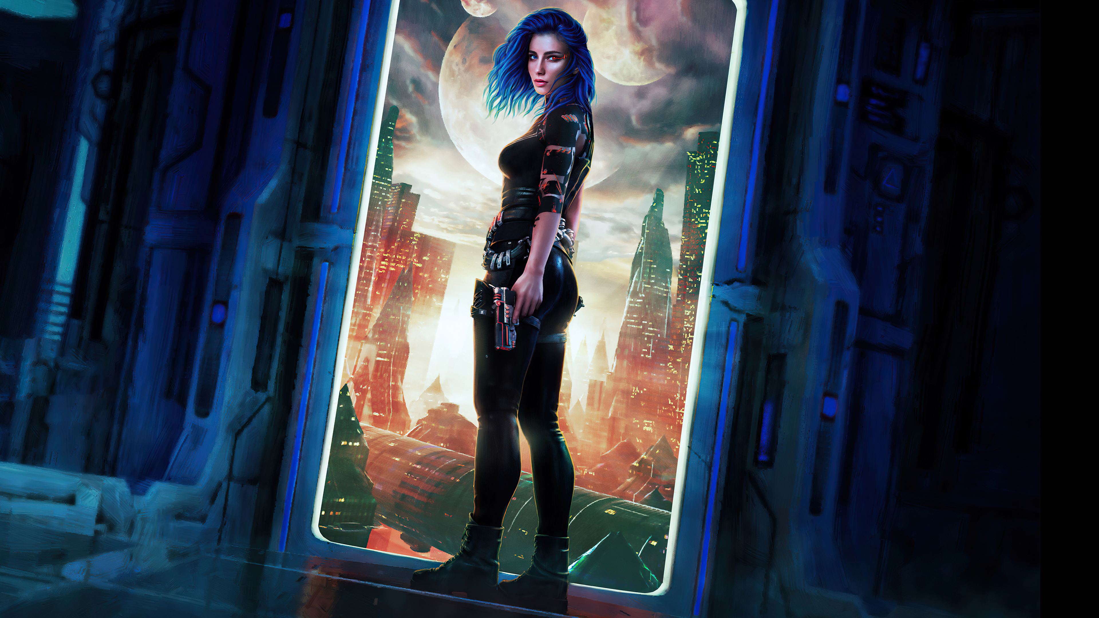 Обои sci fi женщина воин, Научная фантастика, фэнтези, арт, фикция в разрешении 3840x2160