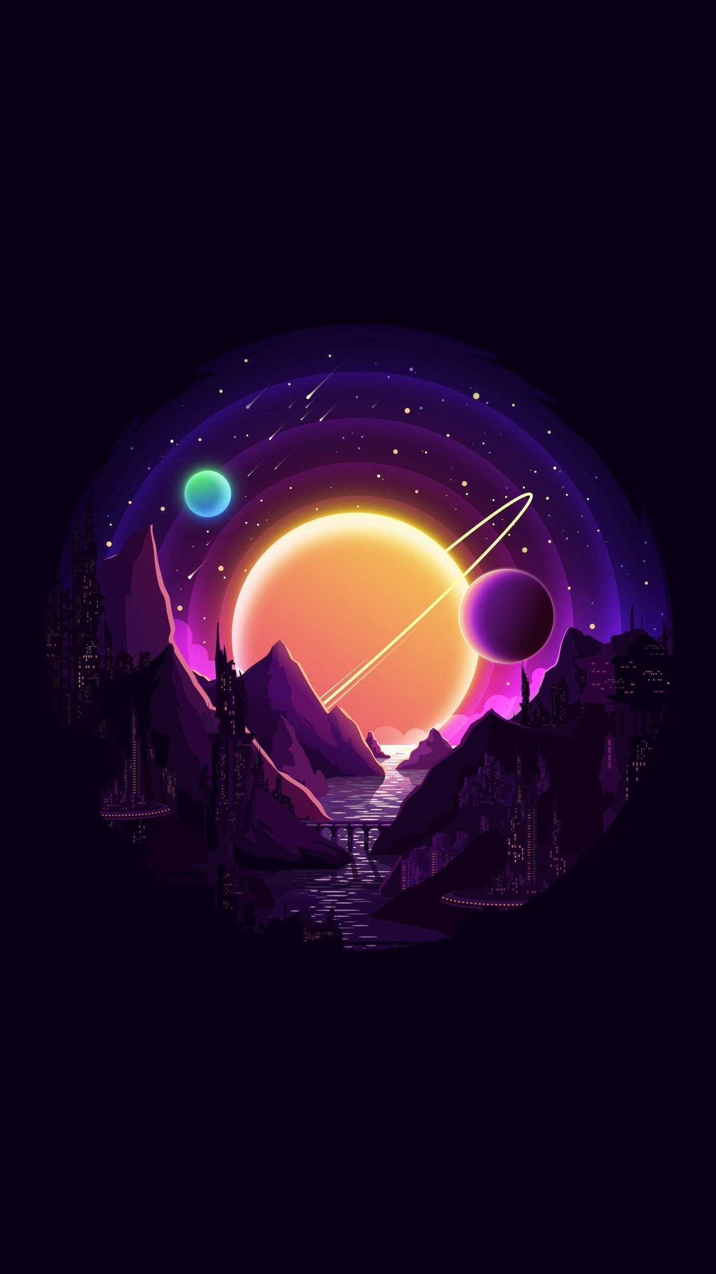 Обои минимализм, арт, пурпур, Фиолетовый, астрономический объект в разрешении 1440x2560