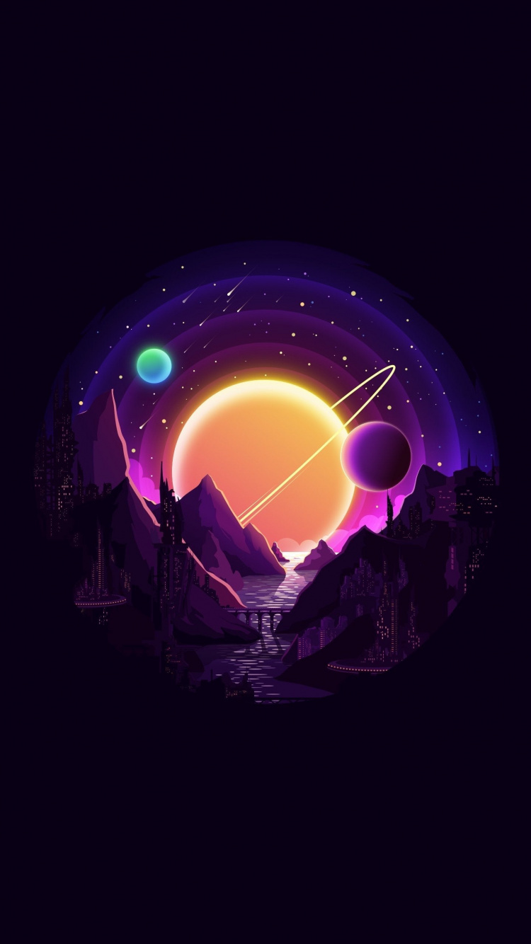 Обои минимализм, арт, пурпур, Фиолетовый, астрономический объект в разрешении 750x1334