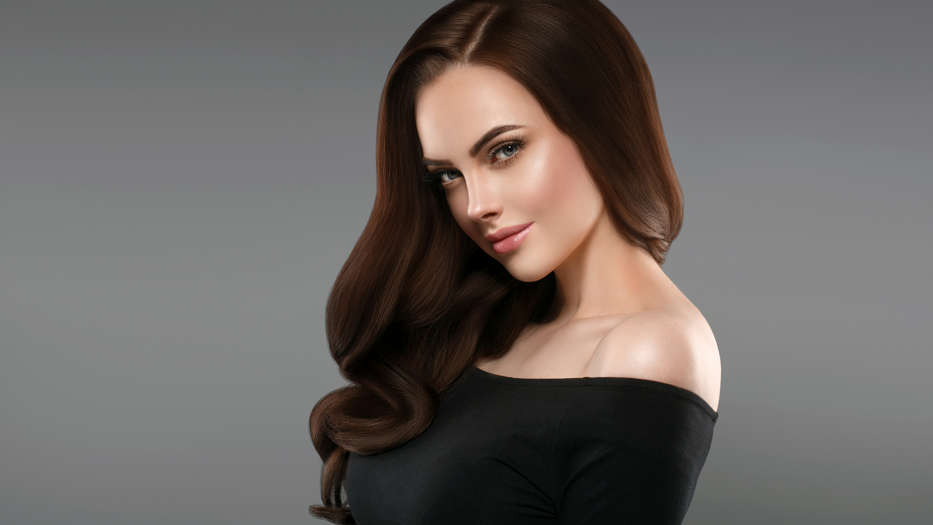 Обои волосы, лицо, плечо, прическа, красота в разрешении 1920x1080