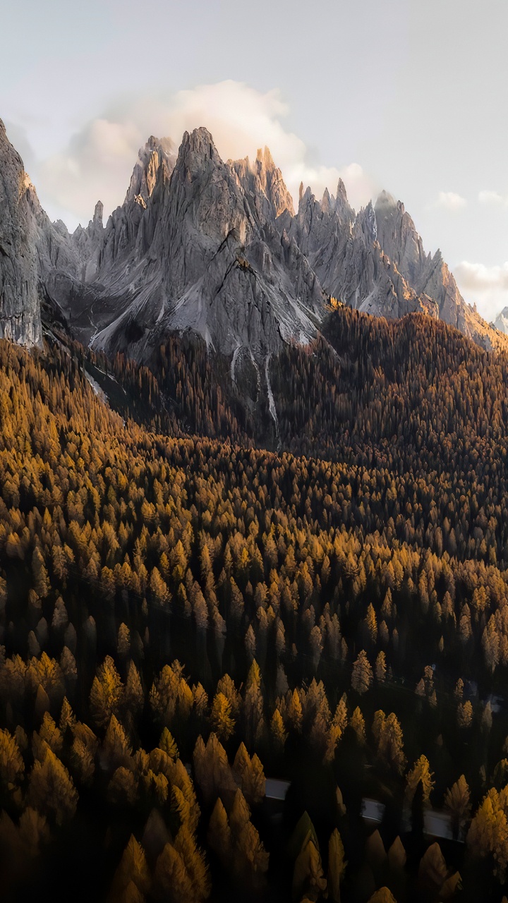 Обои облако, гора, растение, природный ландшафт, снег в разрешении 720x1280