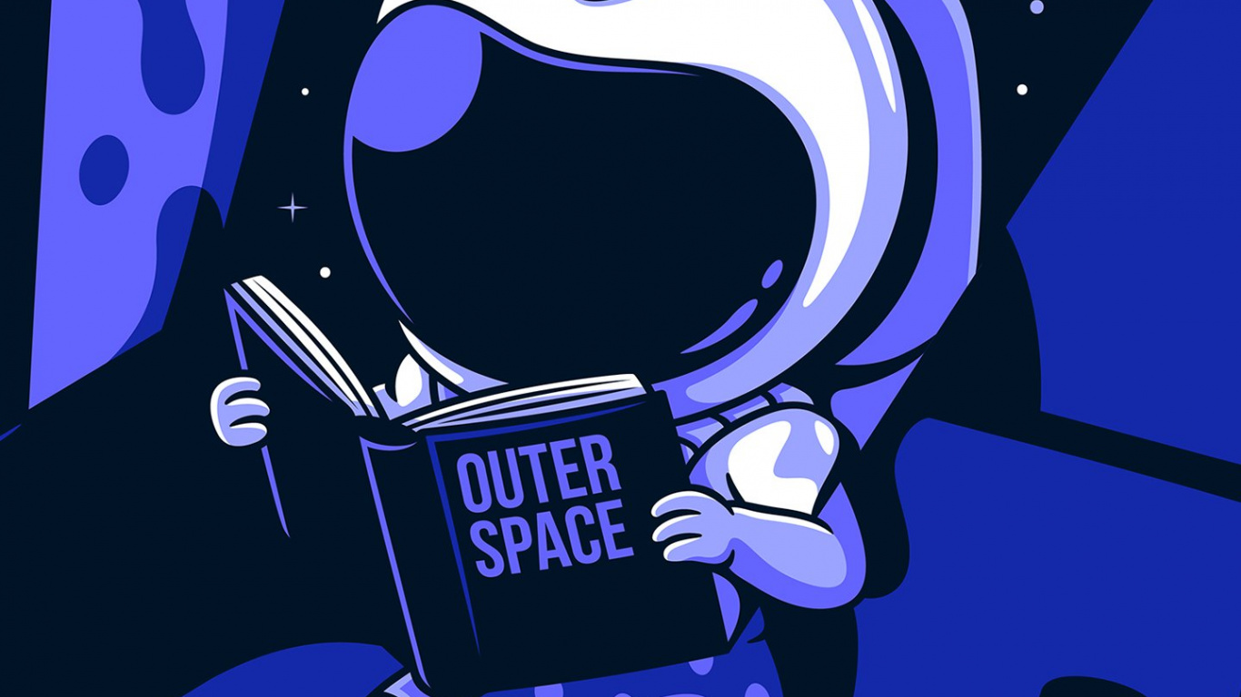 Обои астронавт, космос, мультфильм, арт, электрик в разрешении 1366x768