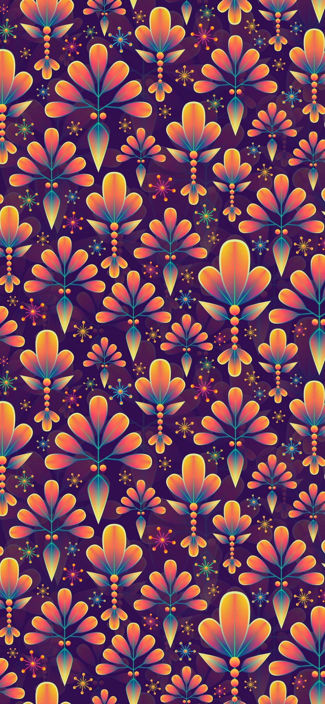 Обои цветок, дизайн, узор, растение, полевой цветок в разрешении 1125x2436