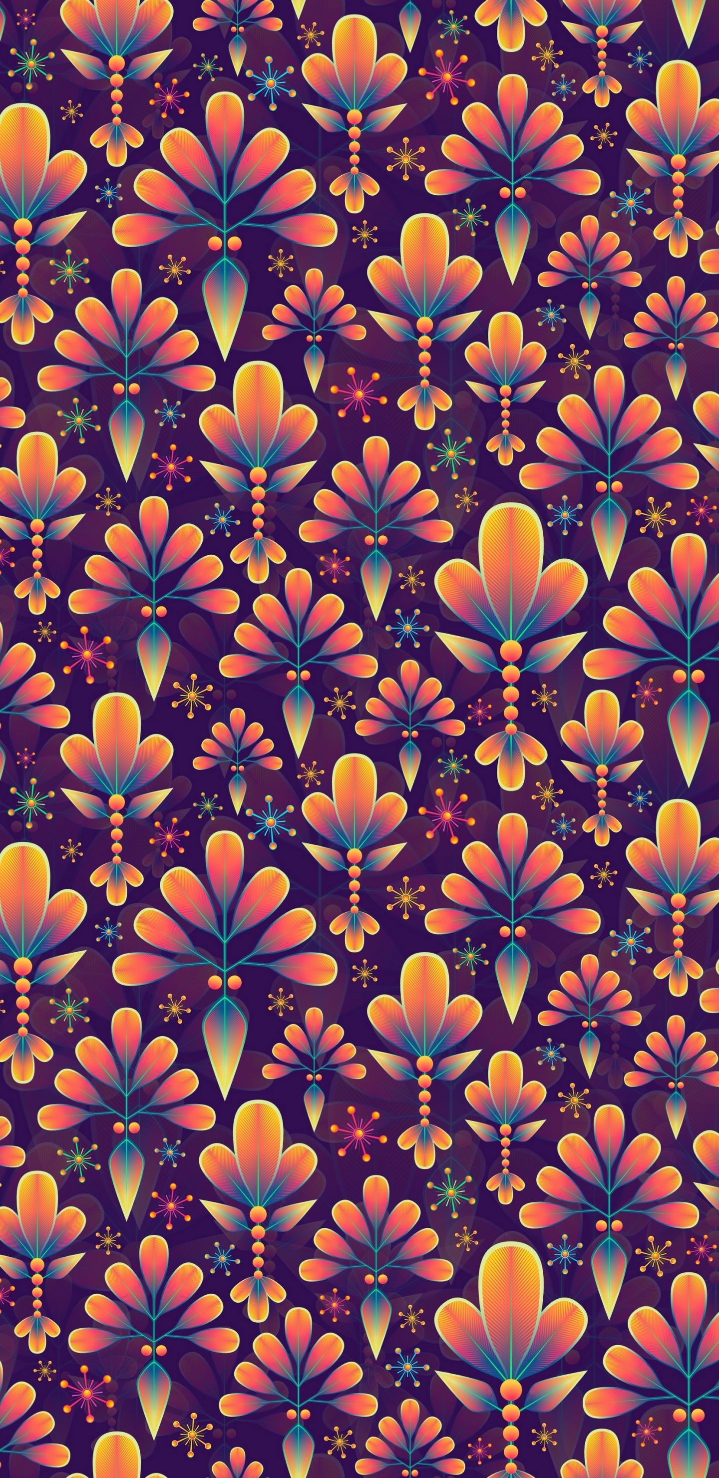 Обои цветок, дизайн, узор, растение, полевой цветок в разрешении 1440x2960