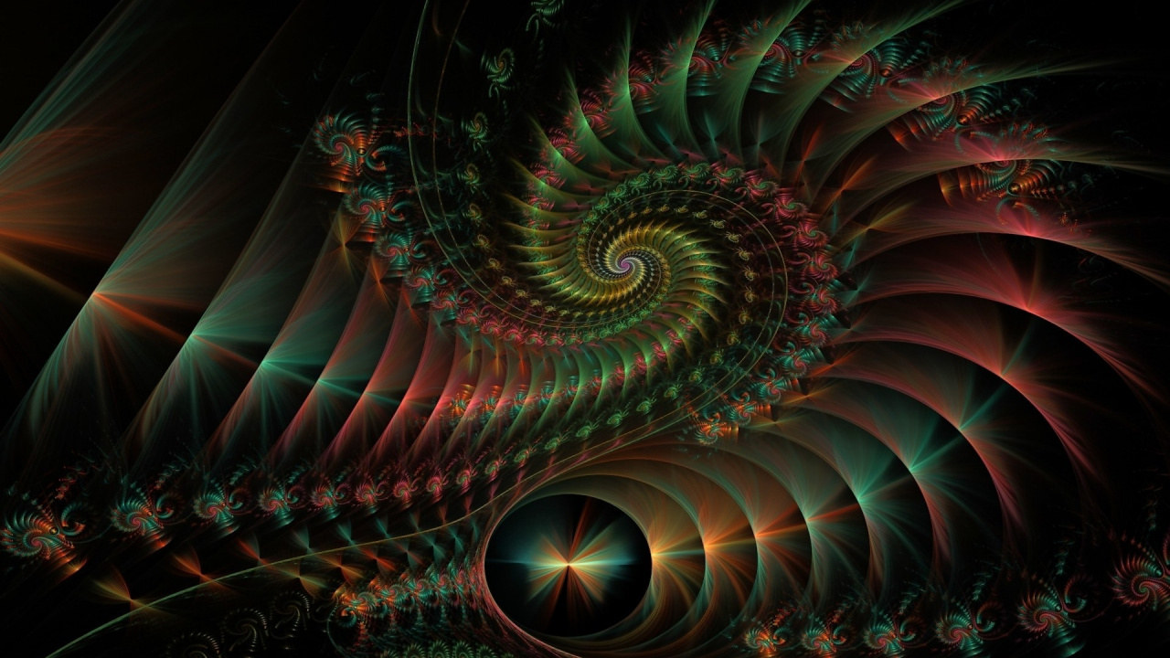 Обои фрактальное искусство, круг, спецэффекты, вращение, симметрия в разрешении 1280x720