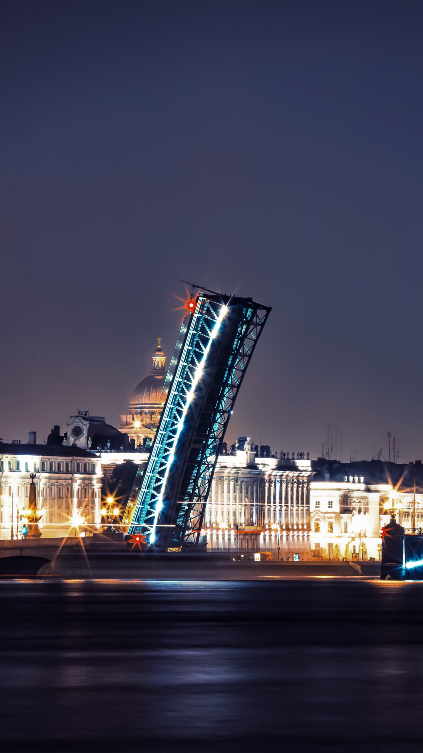 Обои мост, ночь, ориентир, город, городской пейзаж в разрешении 1440x2560