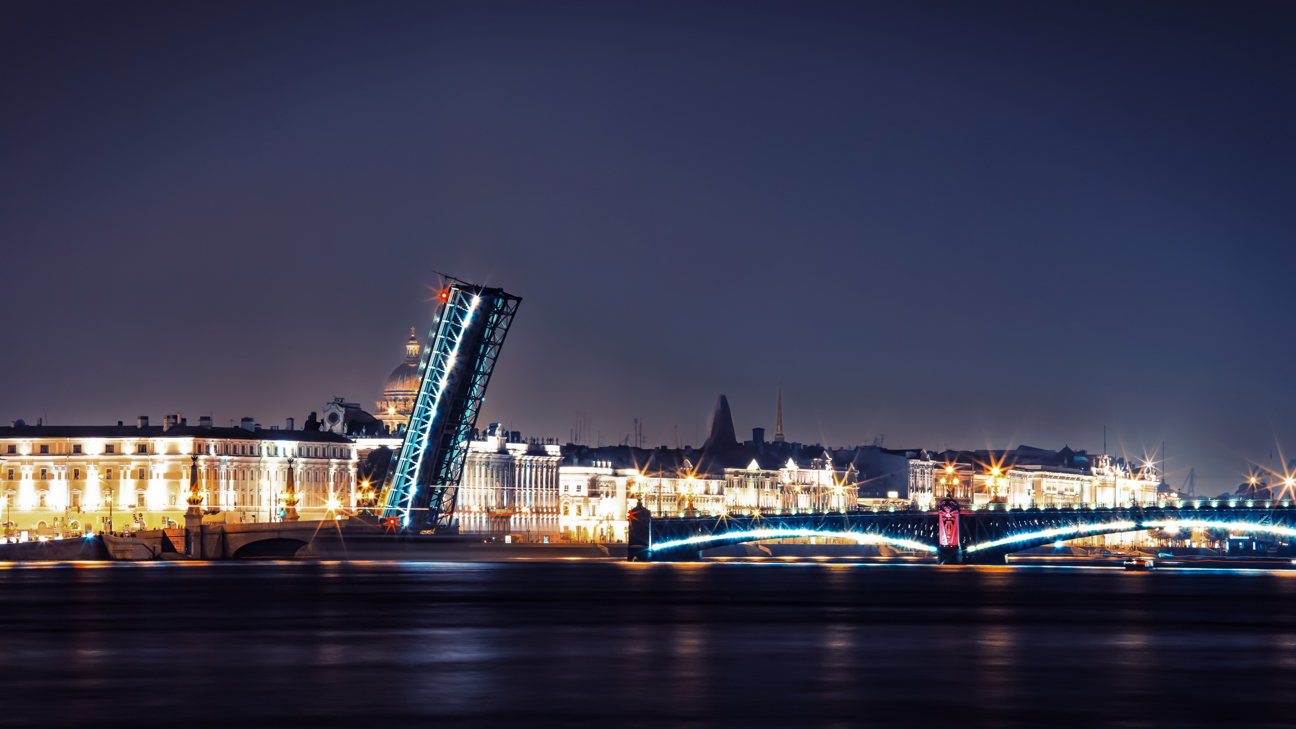 Обои мост, ночь, ориентир, город, городской пейзаж в разрешении 2560x1440