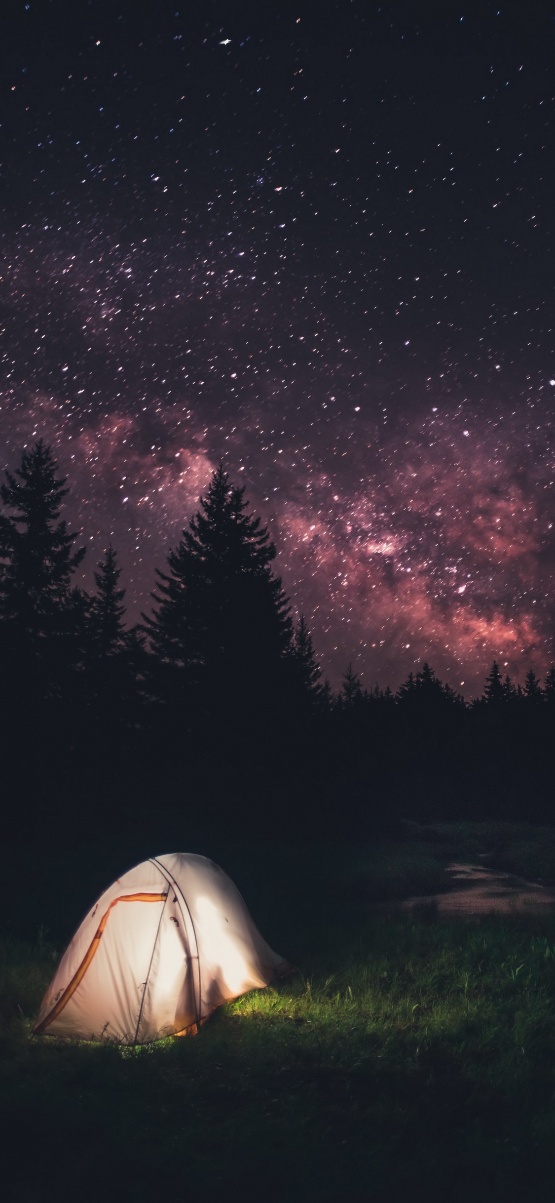 Обои природа, ночь, атмосфера, черный, туманность в разрешении 1125x2436