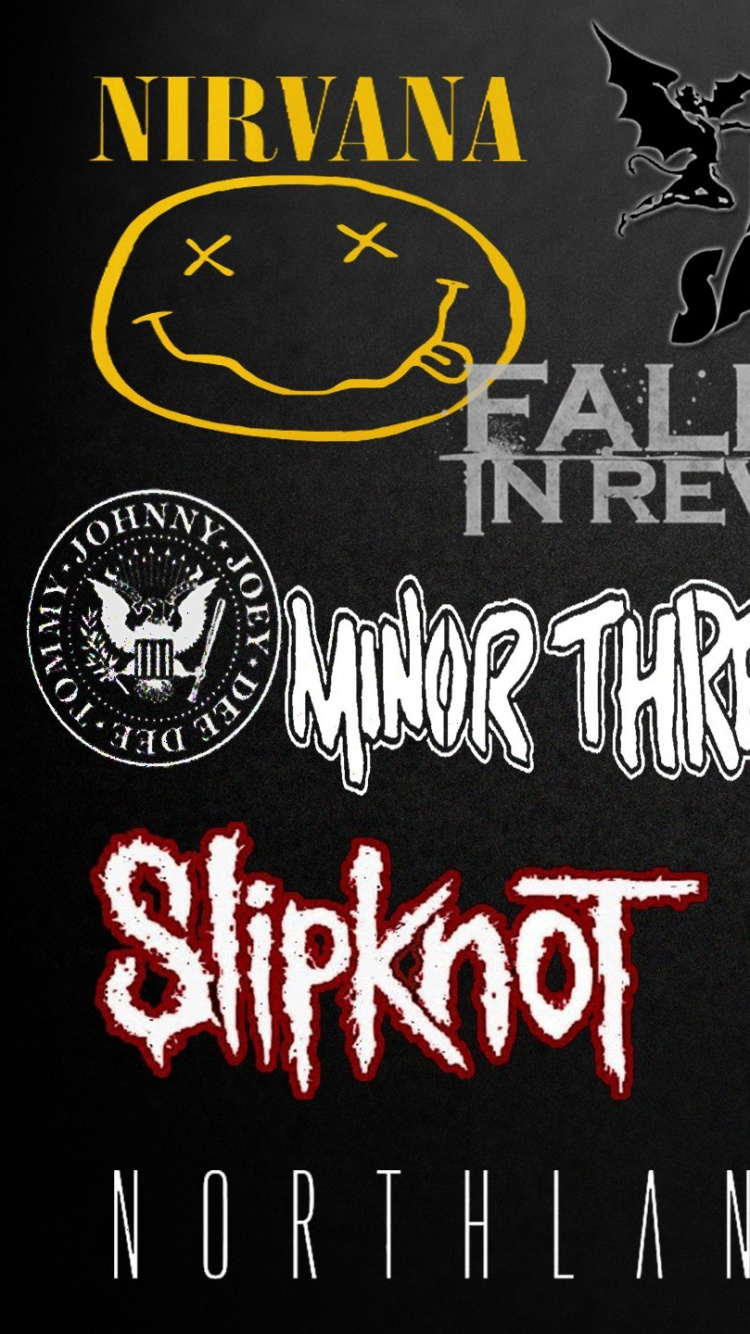 Обои графический дизайн, каллиграфия, тяжелый металл, текст, банда в разрешении 750x1334