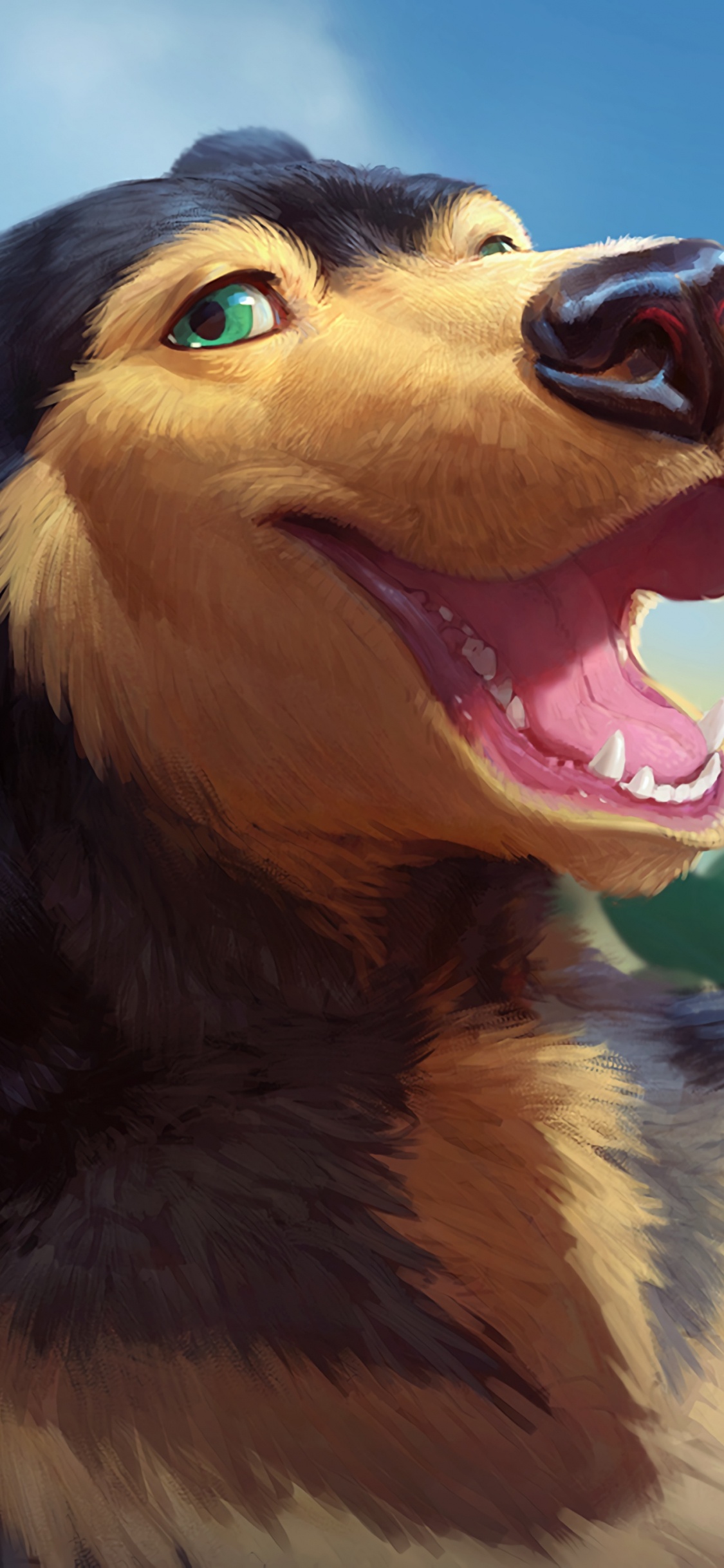 Обои рисование, мимика, пес, морда, рот в разрешении 1125x2436