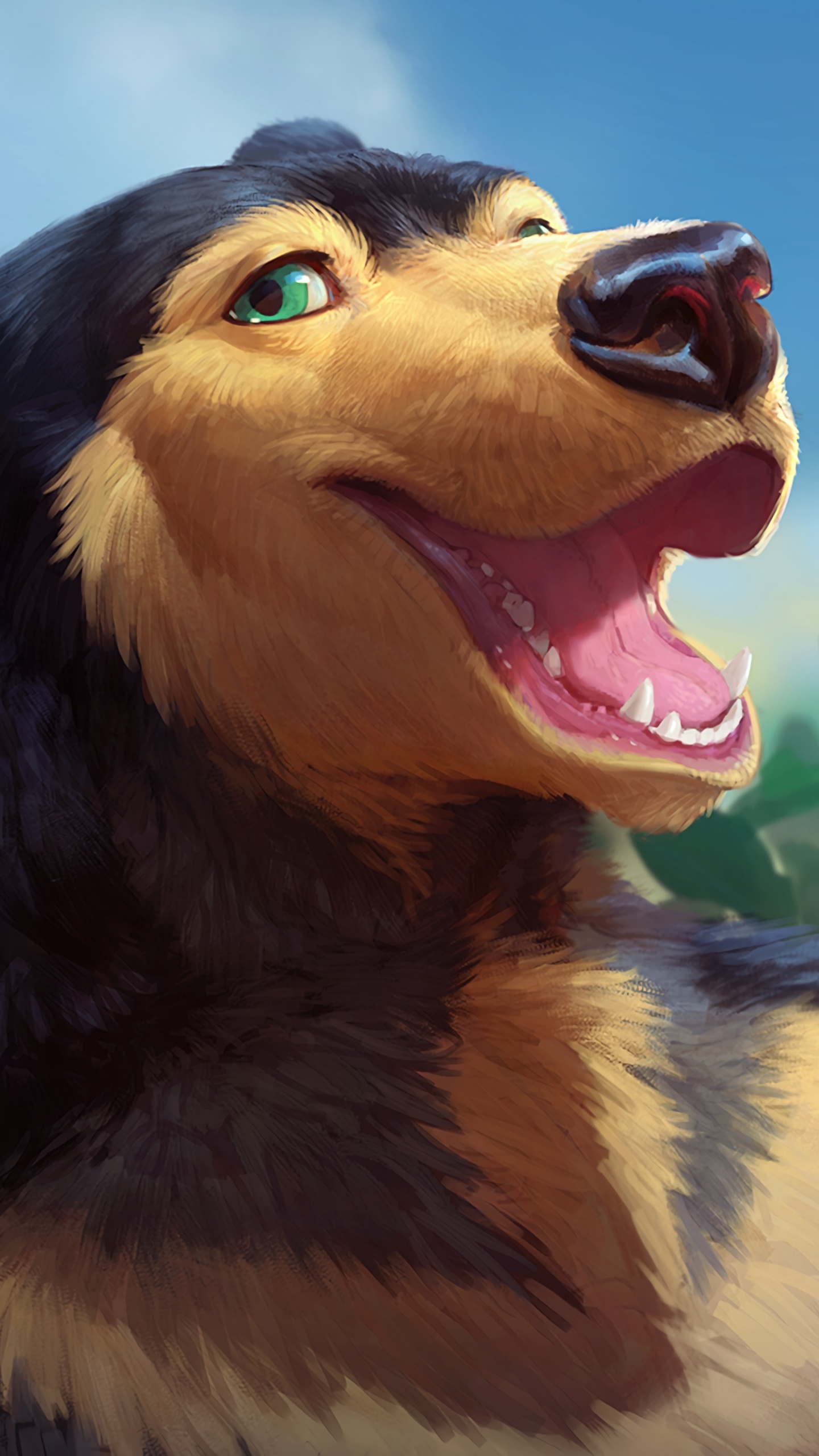 Обои рисование, мимика, пес, морда, рот в разрешении 1440x2560