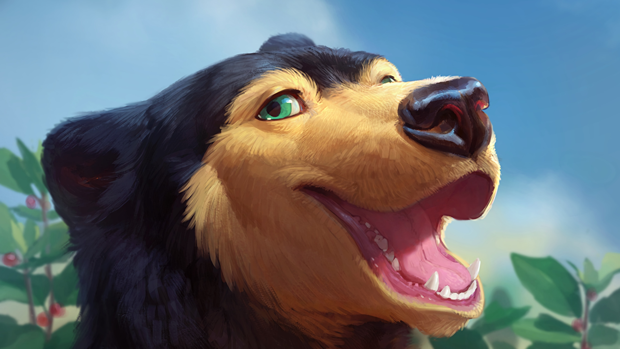 Обои рисование, мимика, пес, морда, рот в разрешении 2560x1440