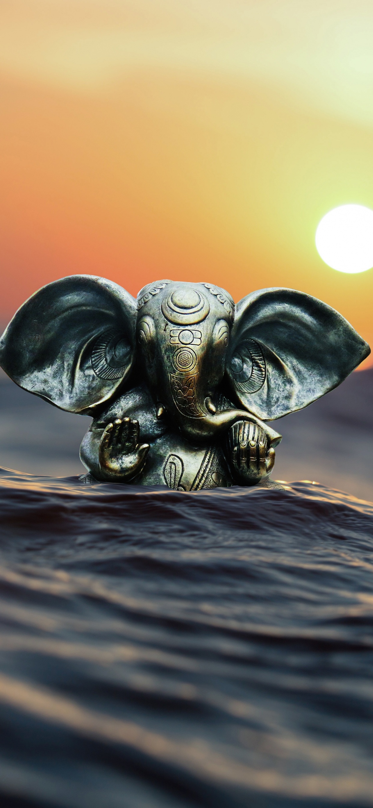 Обои вода, отражение, живая природа, море, статуя в разрешении 1242x2688