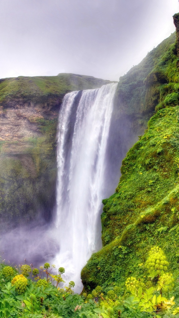 Обои Skgafoss, водопад, гидроресурсы, природа, вода в разрешении 720x1280