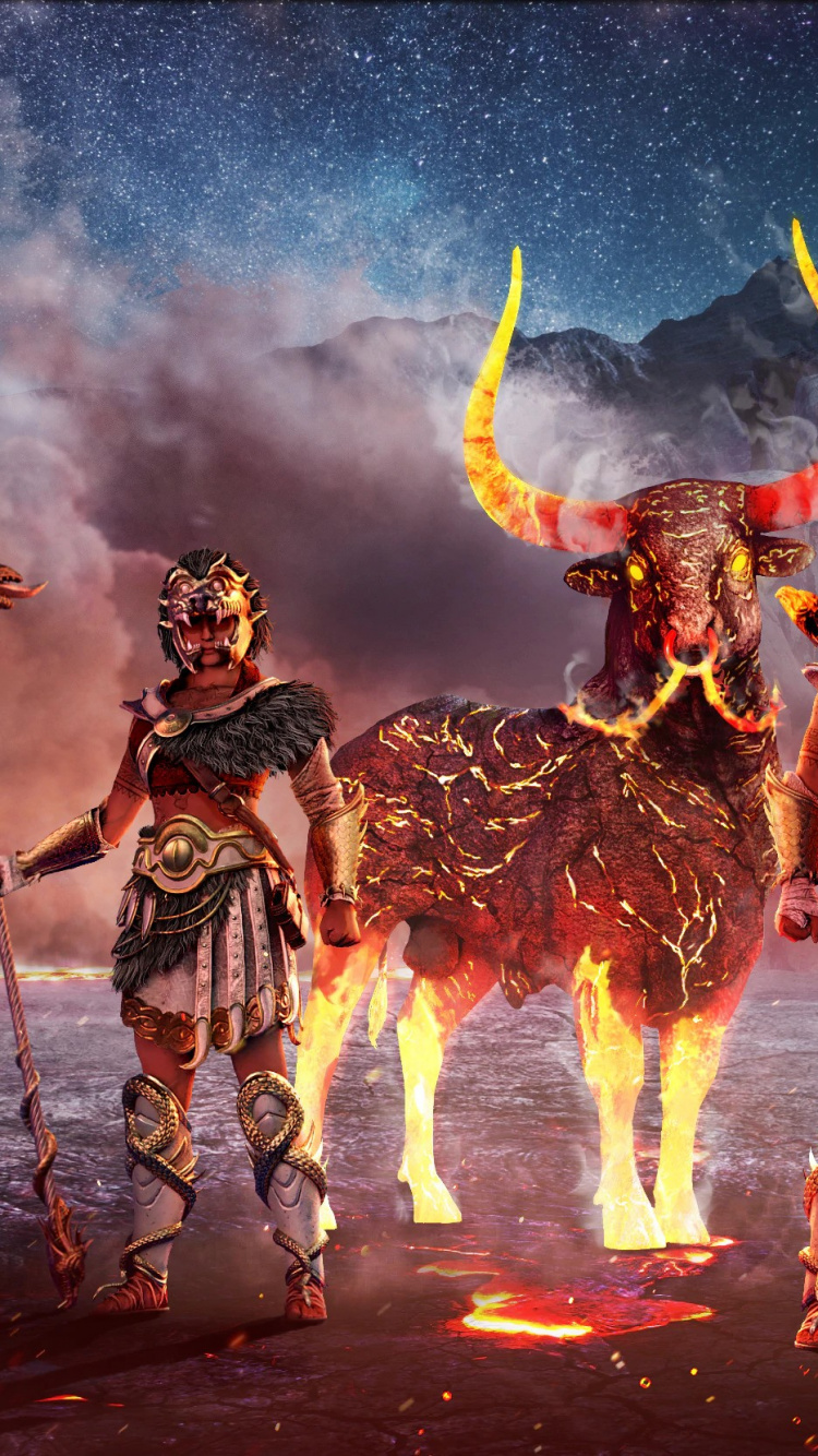 Обои Assassins Creed Odyssey, ubisoft, Геркулес, компьютерная игра, демон в разрешении 750x1334