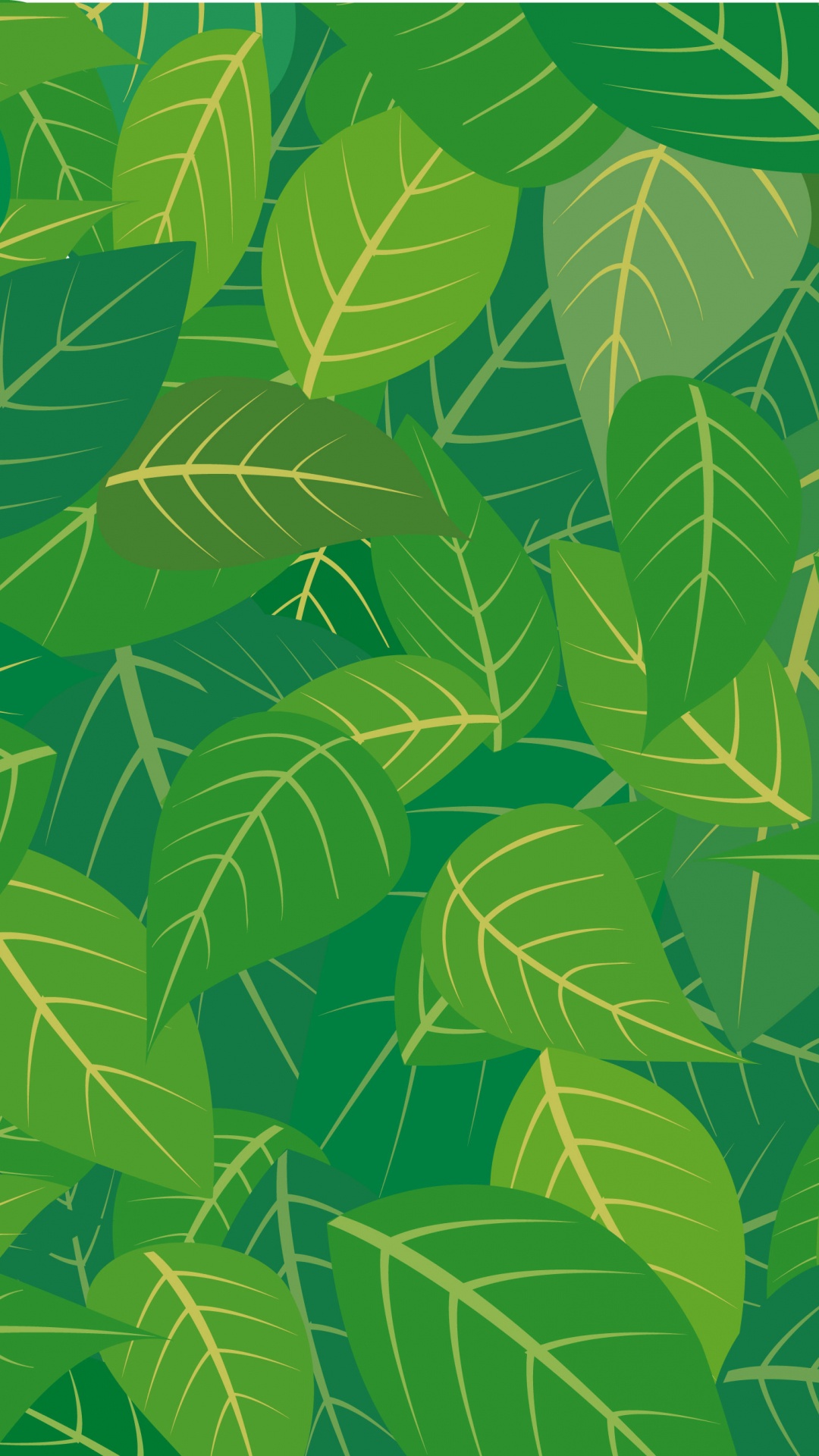 Обои иллюстрация, лист, зеленый, растение, узор в разрешении 1080x1920