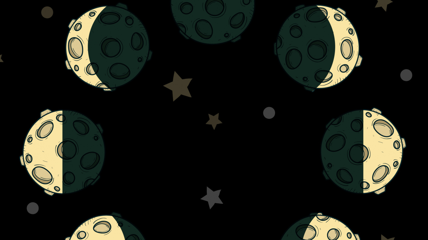 Обои визуальное искусство, Лунная фаза, луна, арт, круг в разрешении 1366x768