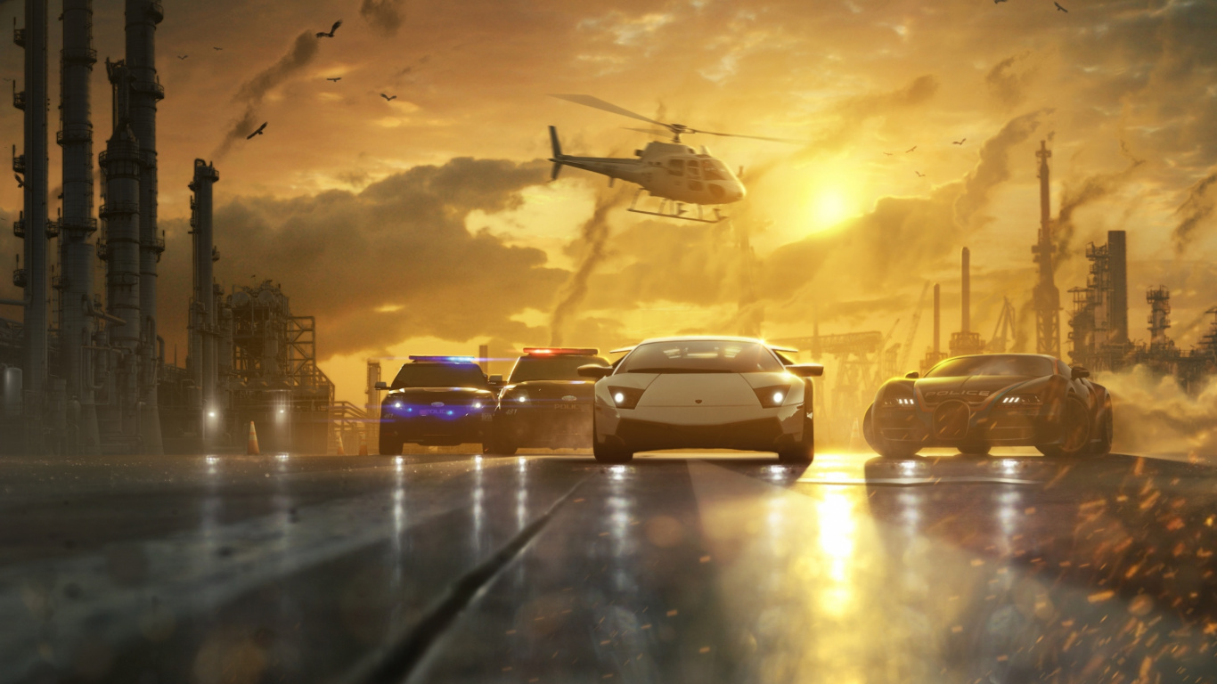 Обои need for speed most wanted, need for speed, need for speed rivals, городской автомобиль, небо в разрешении 1366x768