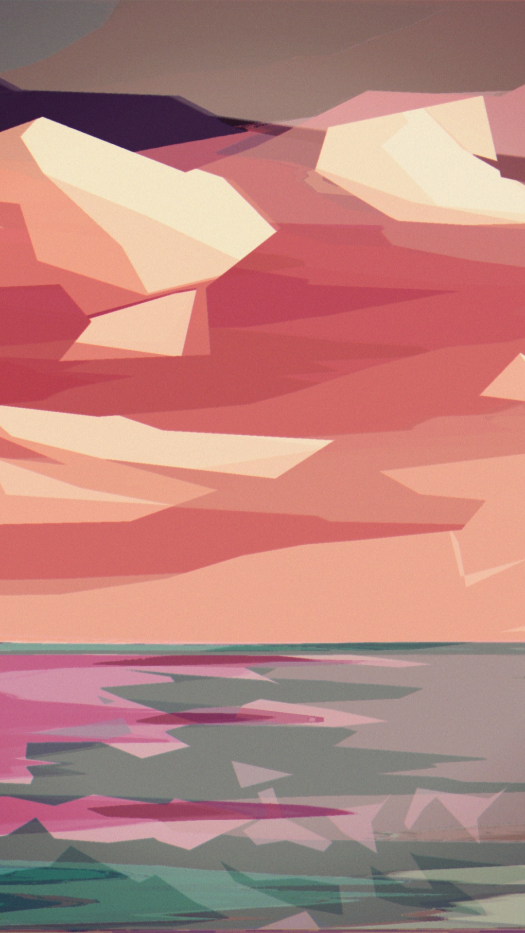 Обои полигон, абстрактное искусство, арт, розовый, облако в разрешении 1080x1920