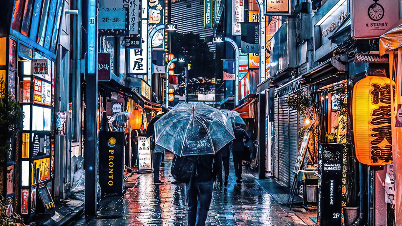 Обои здание, вода, инфраструктура, дорожное покрытие, линия в разрешении 1366x768