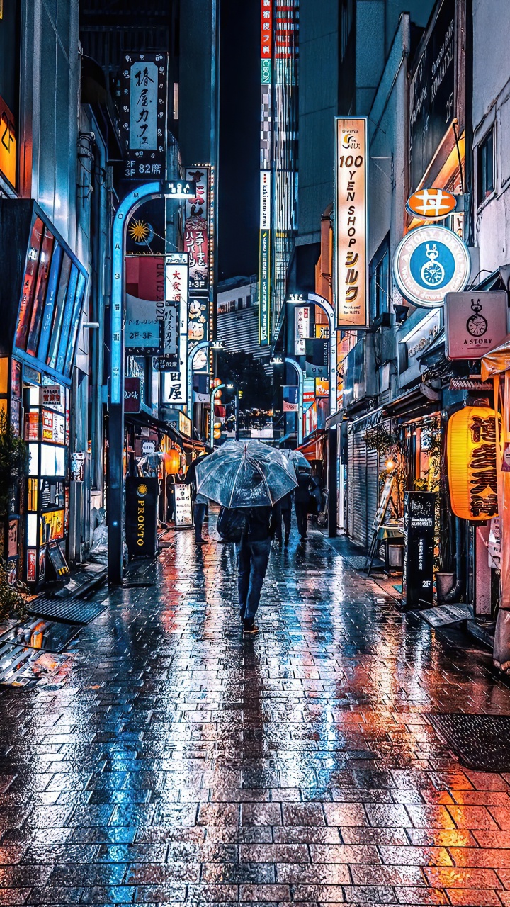 Обои здание, вода, инфраструктура, дорожное покрытие, линия в разрешении 720x1280