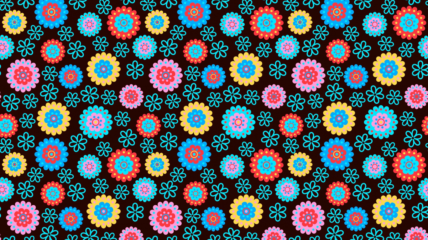 Обои цветок, узор, дизайн, ткань, круг в разрешении 1366x768