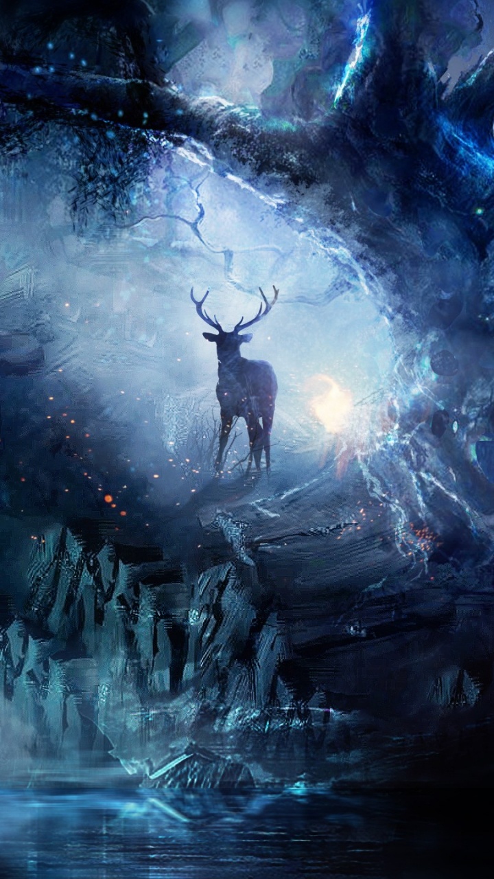 Обои темнота, арт, художник, ледяная пещера, лед в разрешении 720x1280