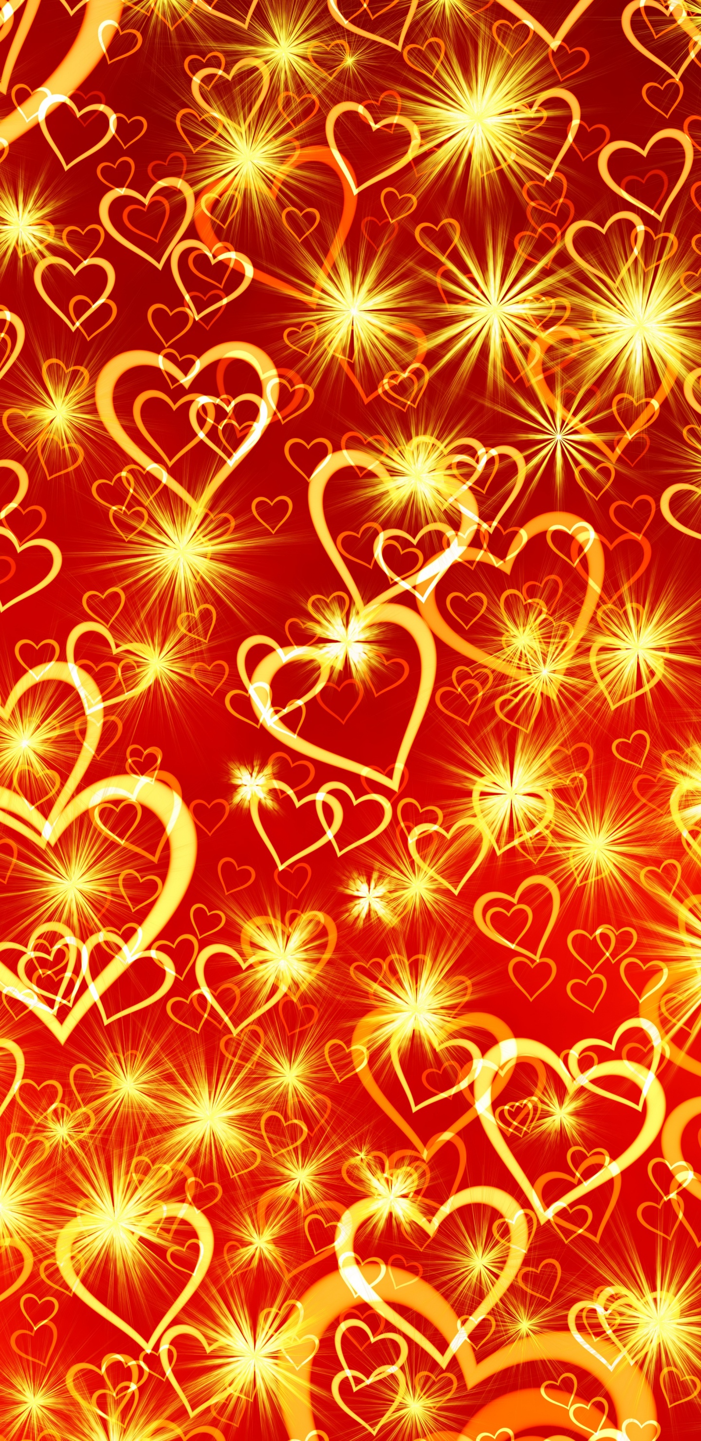 Обои сердце, День Святого Валентина, красный цвет, желтый, Апельсин в разрешении 1440x2960