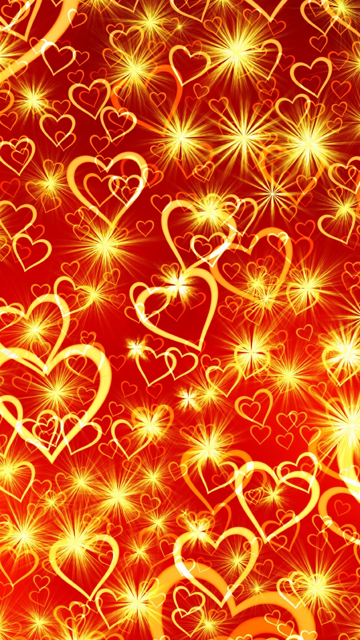 Обои сердце, День Святого Валентина, красный цвет, желтый, Апельсин в разрешении 720x1280