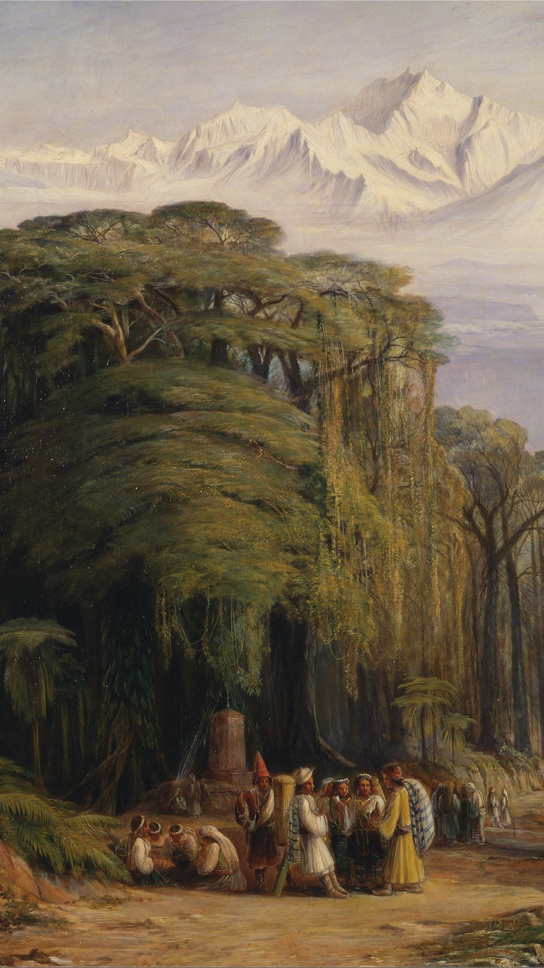 Обои Канченджанга от Дарджилинг, Kinchinjunga, живопись, пейзаж, откос в разрешении 1080x1920