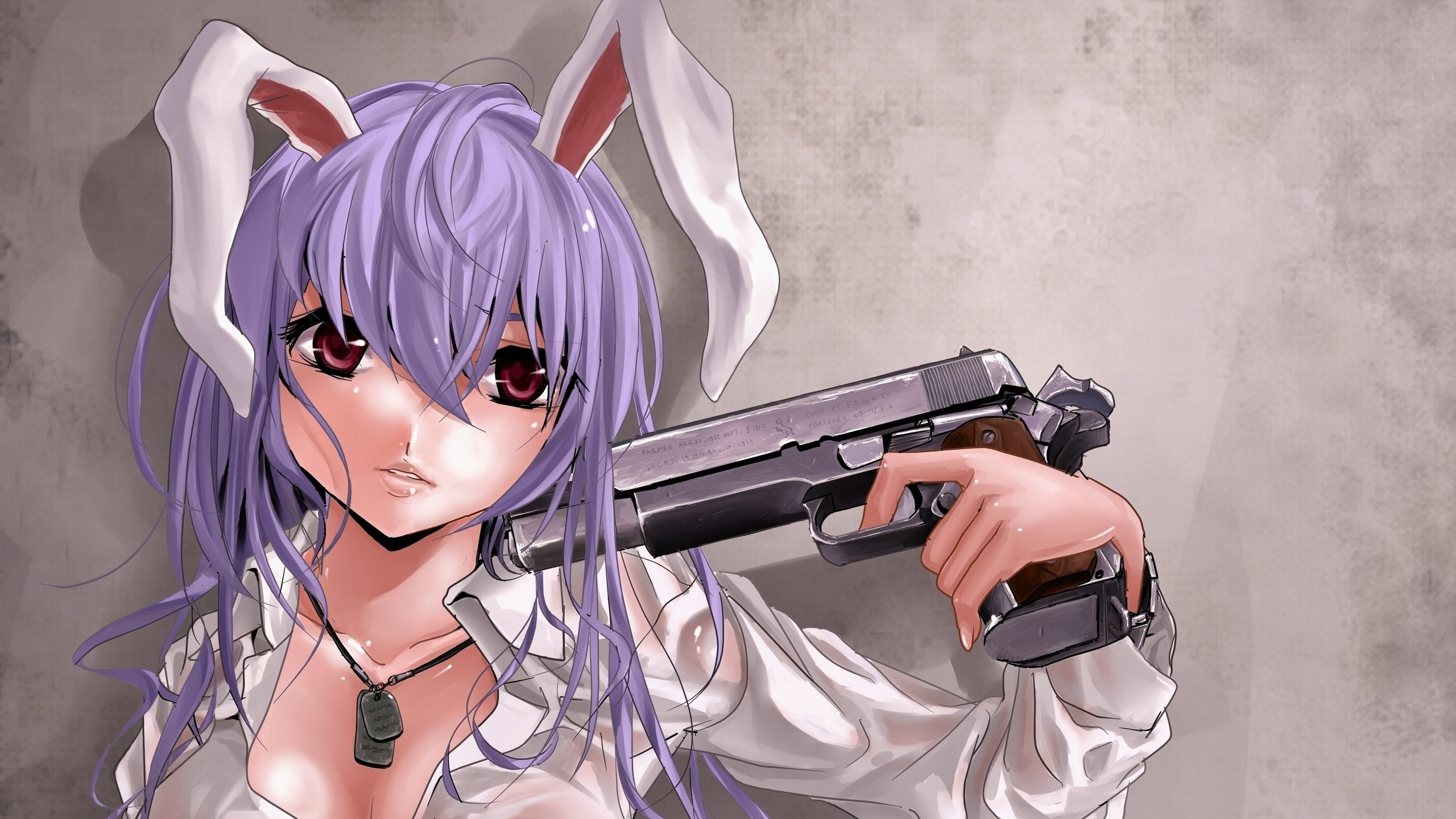 Обои аниме, каштановые волосы, статуэтка, девушка, пурпур в разрешении 2560x1440