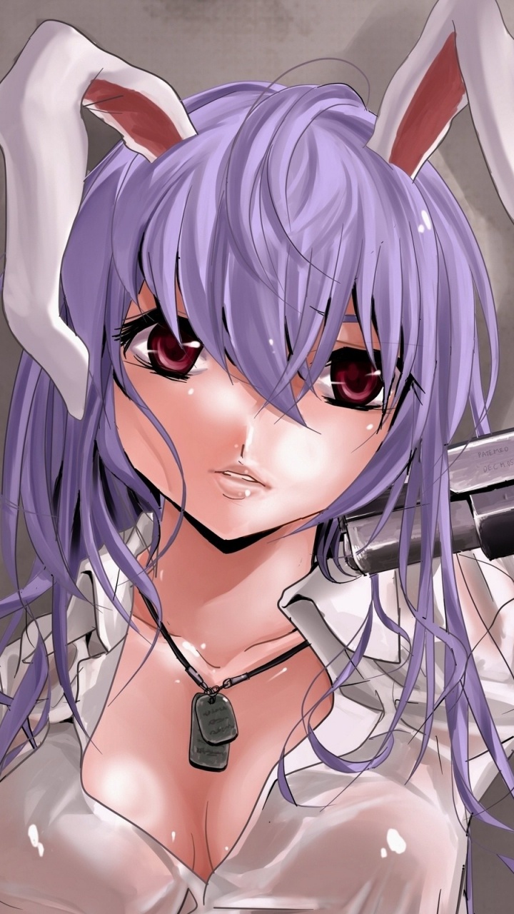 Обои аниме, каштановые волосы, статуэтка, девушка, пурпур в разрешении 720x1280