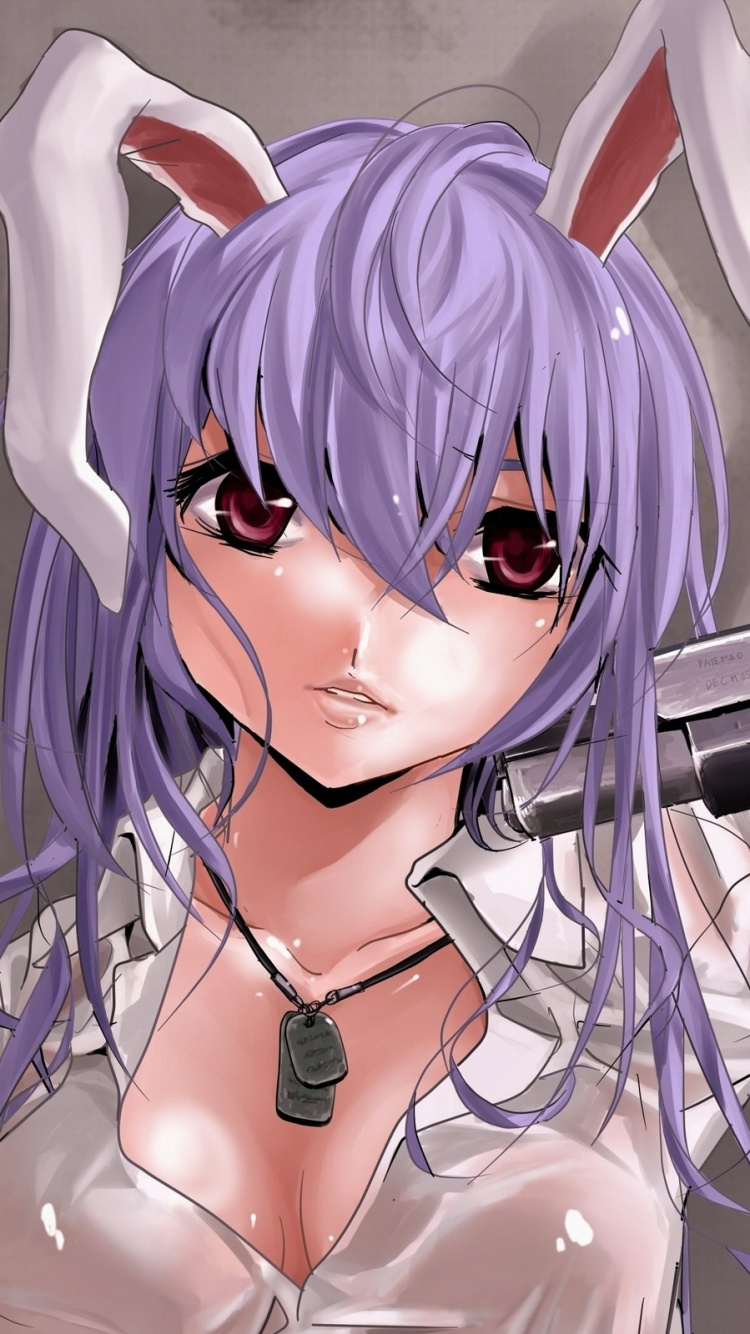 Обои аниме, каштановые волосы, статуэтка, девушка, пурпур в разрешении 750x1334