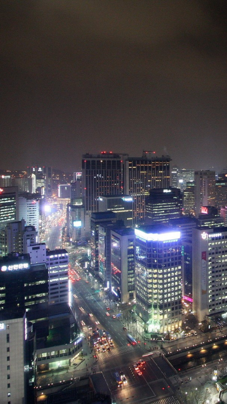 Обои ночь, городской пейзаж, город, метрополия, городской район в разрешении 750x1334