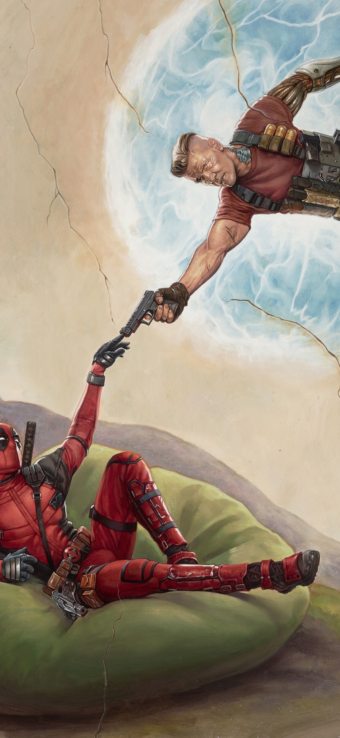 Обои дэдпул 2 телефон, провода, постер, супергерой, Кабель Дэдпул в разрешении 1125x2436