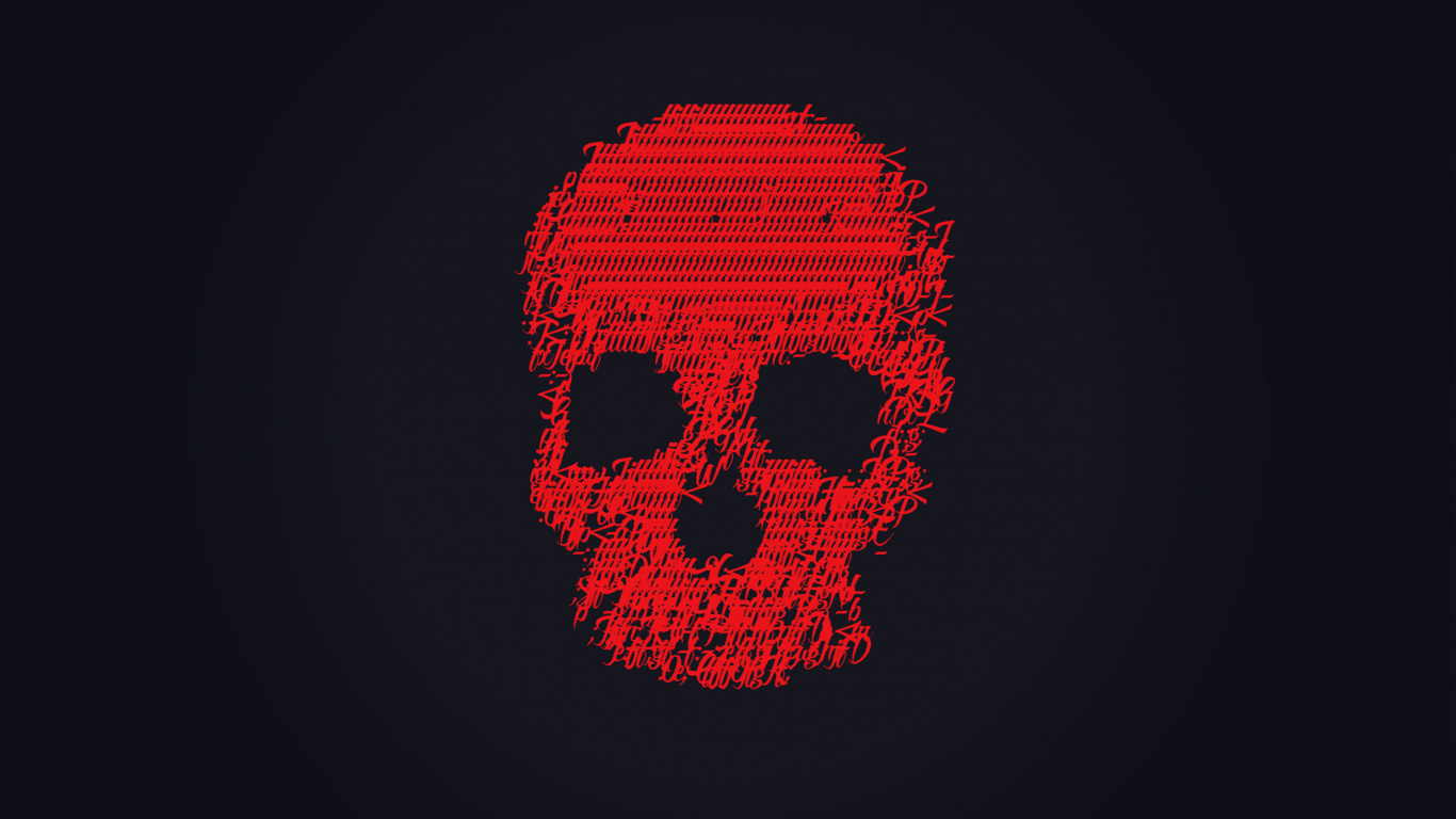 Обои красный череп, арт, красный цвет, череп, кость в разрешении 1366x768