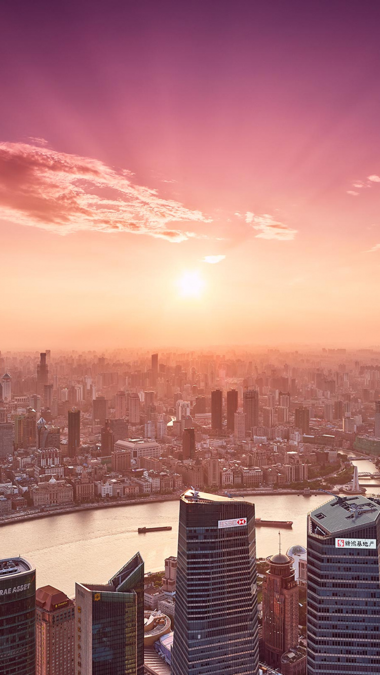 Обои Гранд Хаятт Шанхай, Хаятт, Башня Цзинь Мао, городской пейзаж, город в разрешении 750x1334