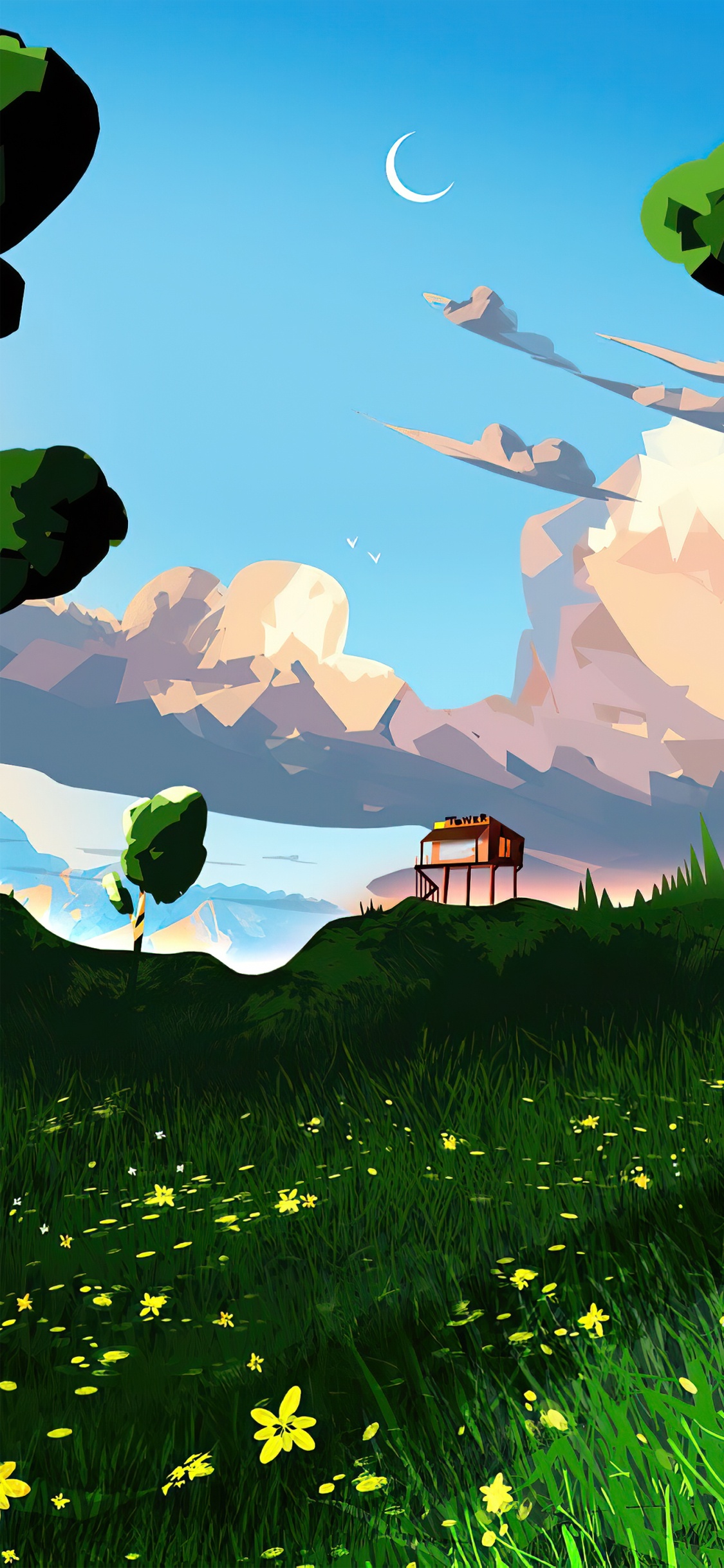 Обои полевой цветок, арт, живопись, рисование, иллюстрация в разрешении 1125x2436