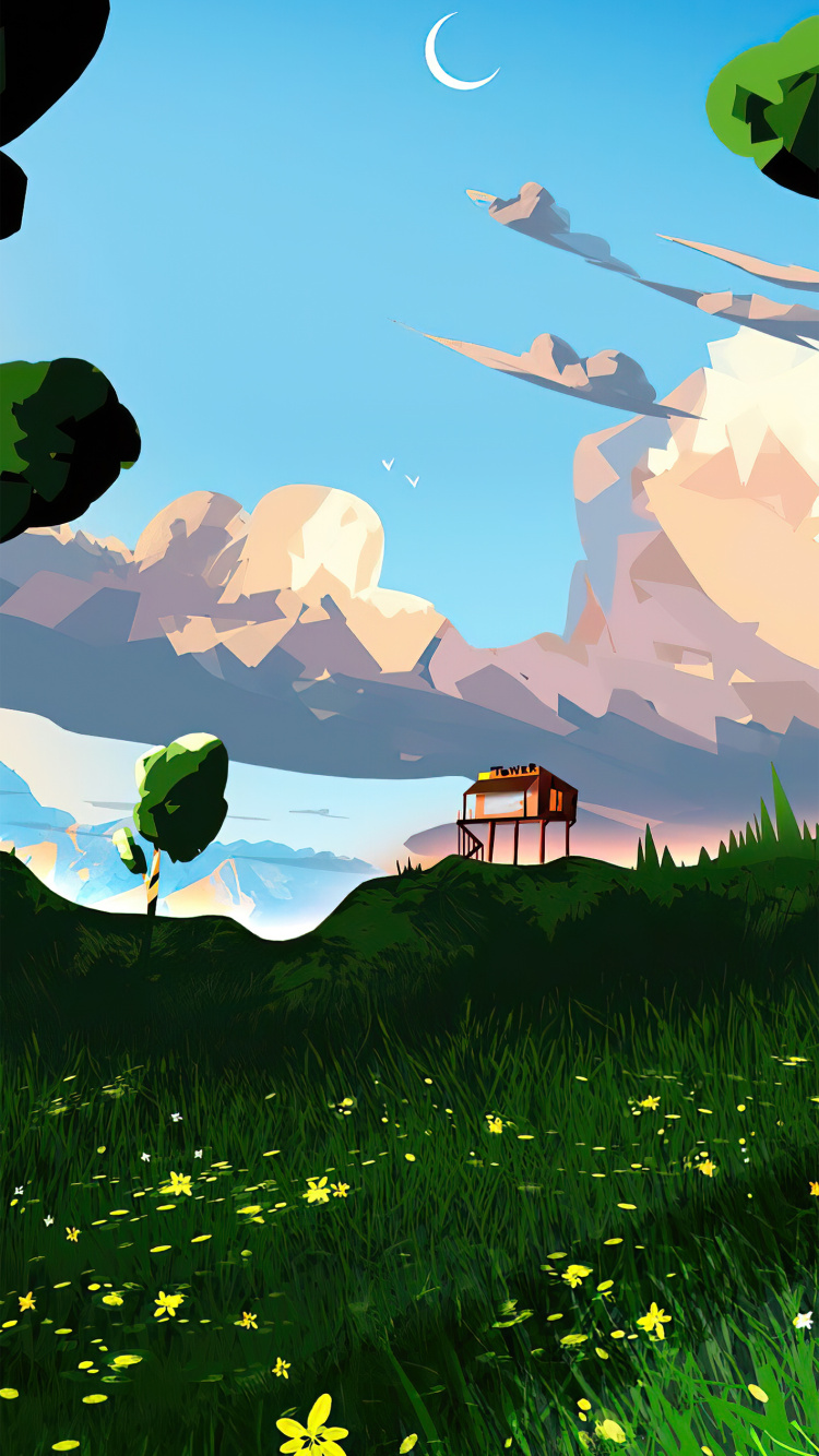 Обои полевой цветок, арт, живопись, рисование, иллюстрация в разрешении 750x1334