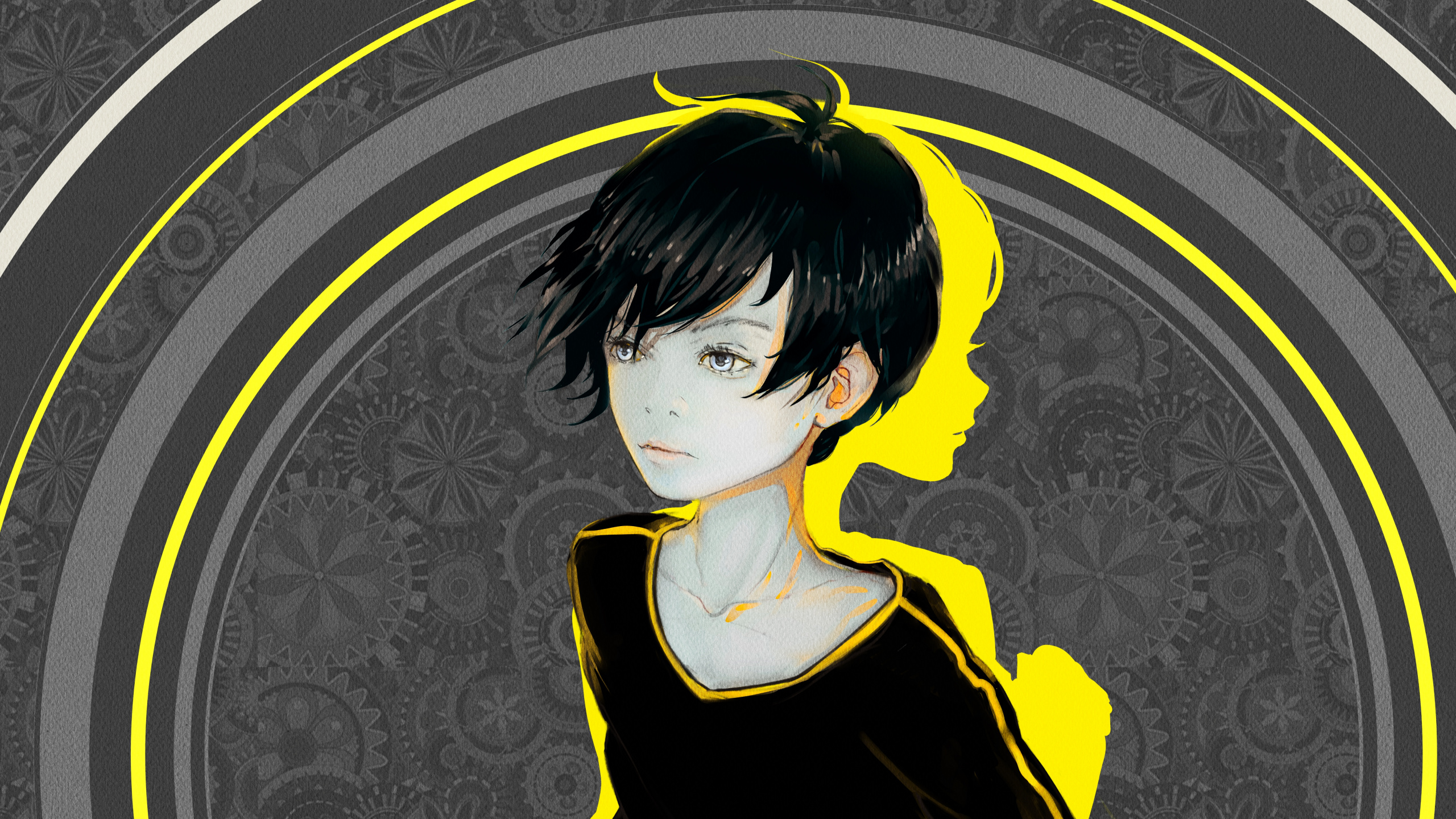 Обои арт, желтый, иллюстрация, мультфильм, аниме в разрешении 2560x1440