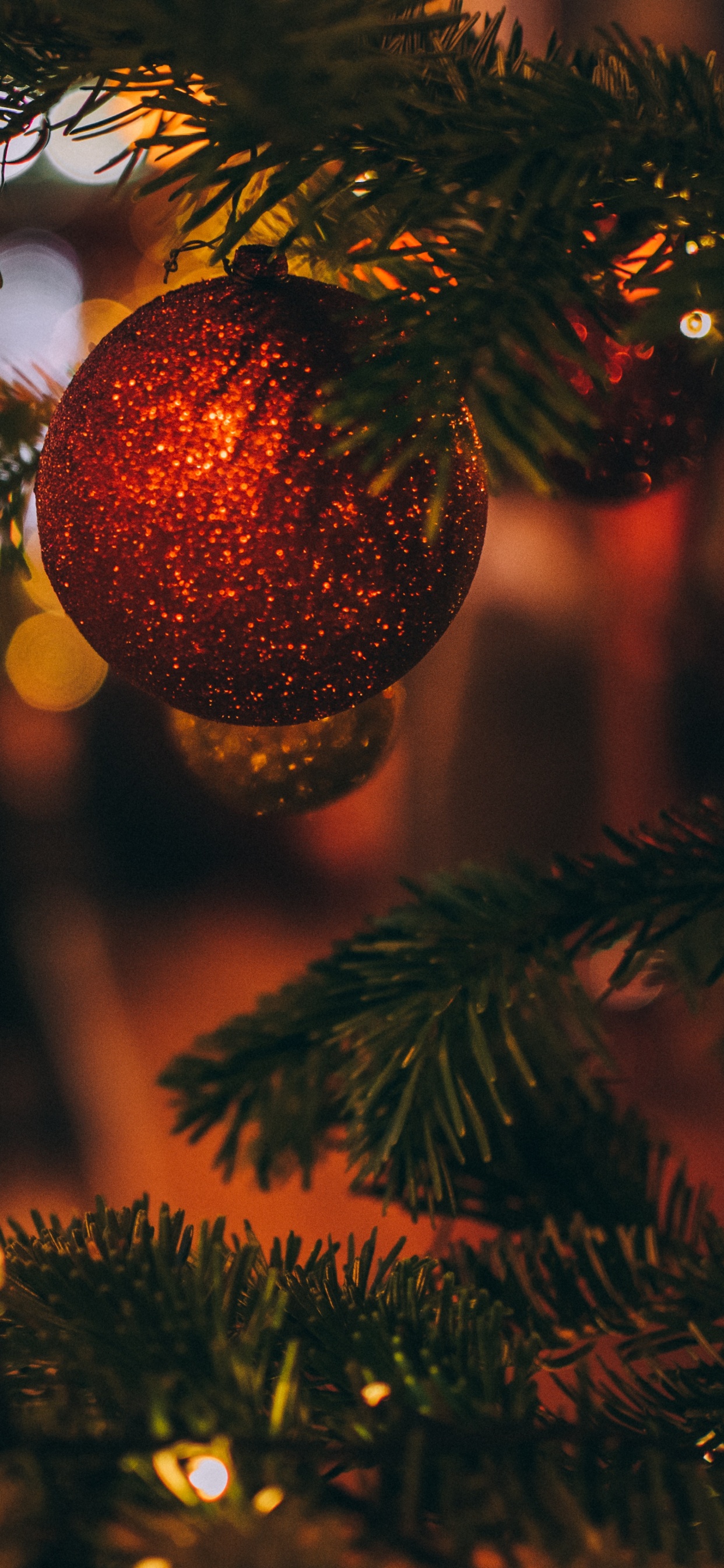 Обои Рождественский день, елка, дерево, рождественский орнамент, Рождество в разрешении 1242x2688