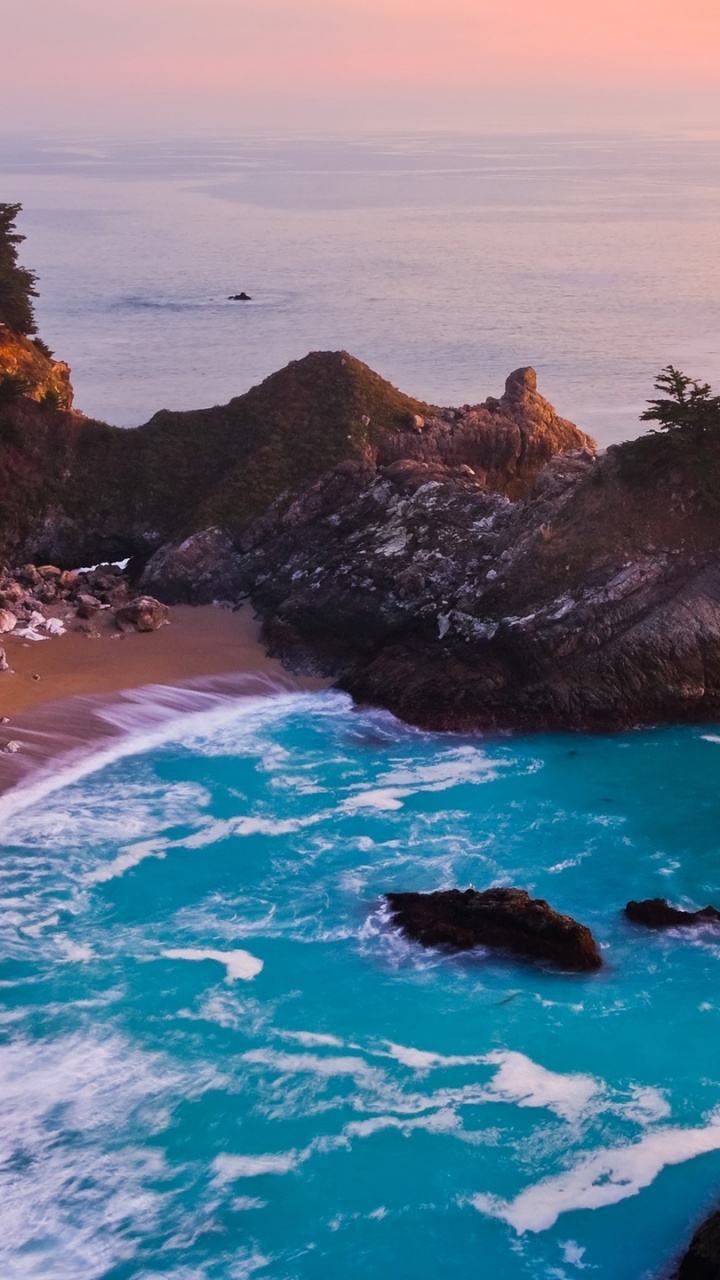 Обои Побережье Калифорнии, побережье, пляж, природа, прибрежные и океанические рельефы в разрешении 720x1280