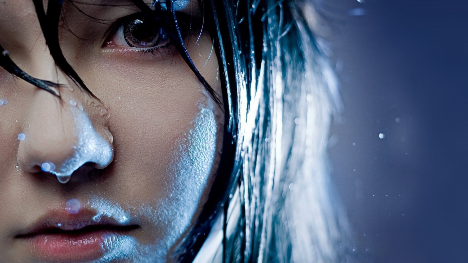 Обои лицо, синий, губа, нос, бровь в разрешении 1920x1080