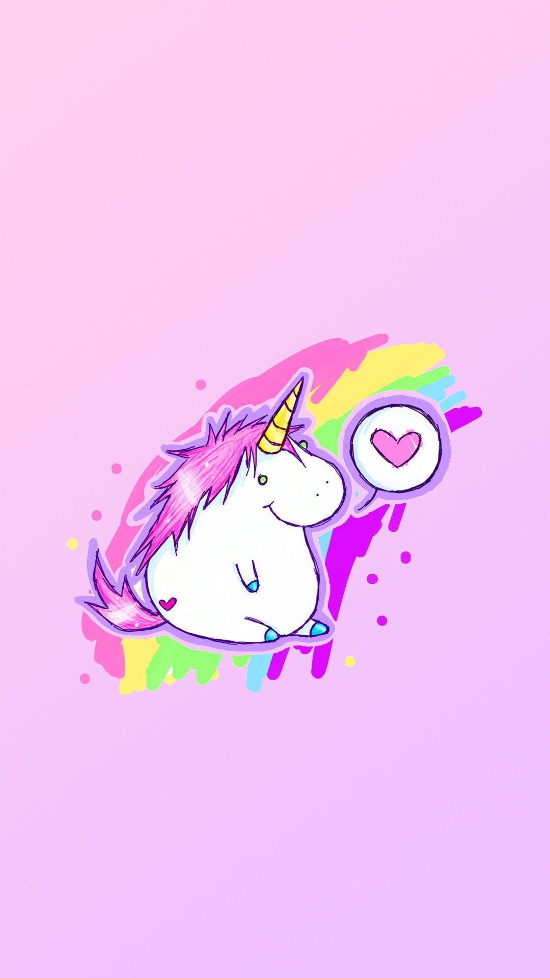 Обои Фиолетовый, мультфильм, вымышленный персонаж, единорог, векторная графика в разрешении 1080x1920