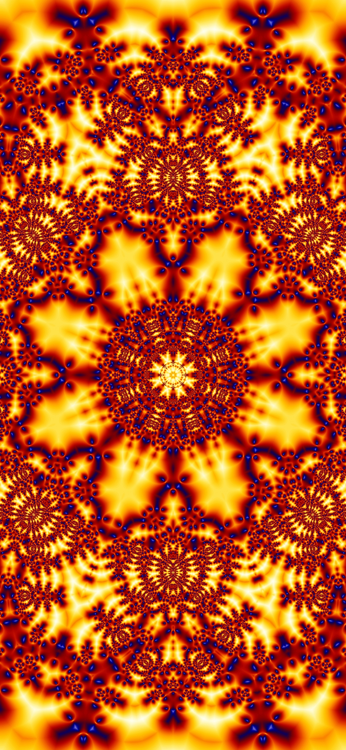 Обои дизайн, симметрия, фрактальное искусство, узор, желтый в разрешении 1125x2436