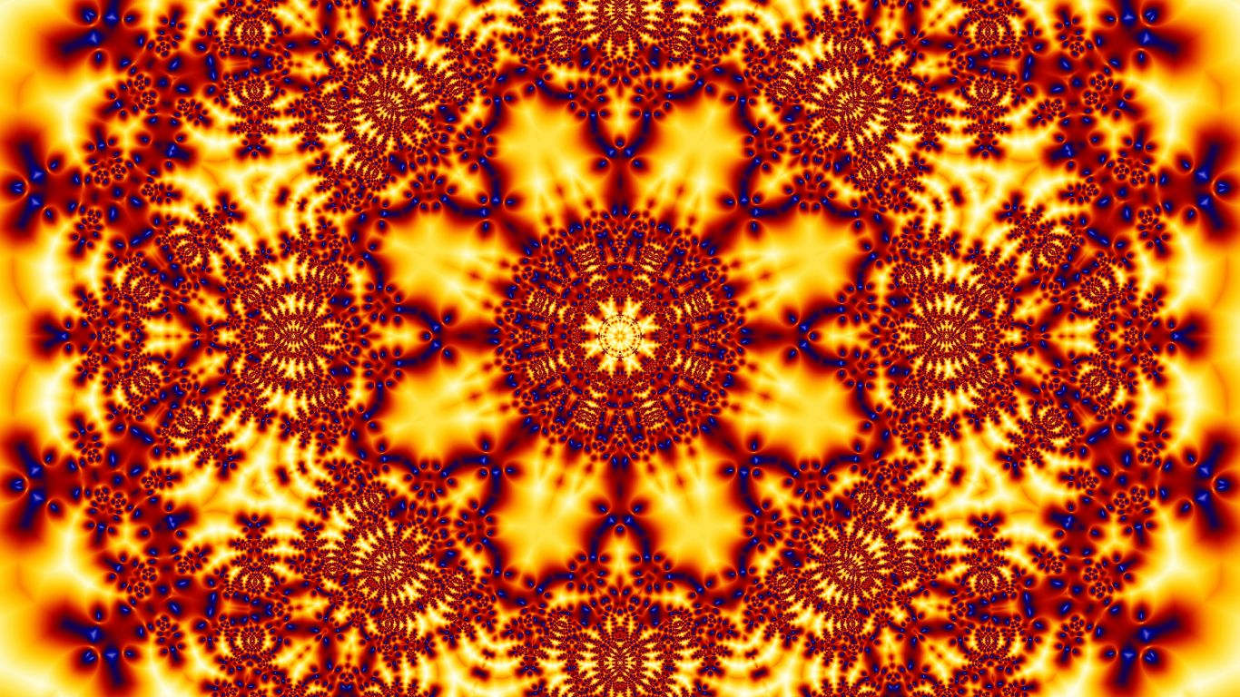 Обои дизайн, симметрия, фрактальное искусство, узор, желтый в разрешении 1366x768